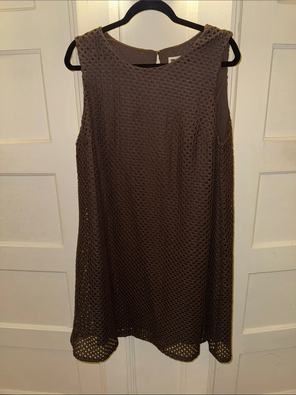 Anne Klein Chocolate Brown Crochet Overlay Top